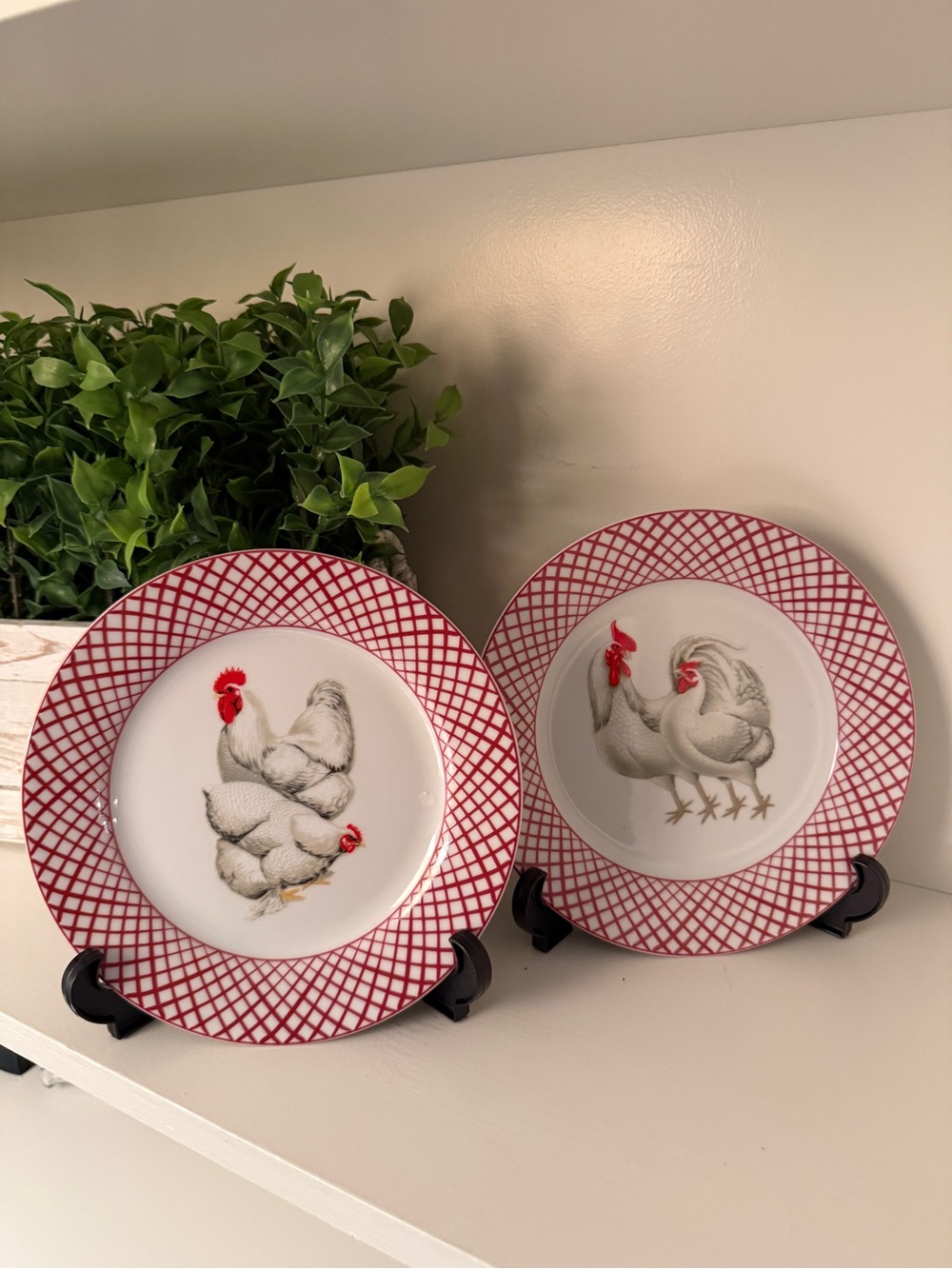 Basic Porcelain Home Essentials Rooster Salad Dessert Plates Set of 2